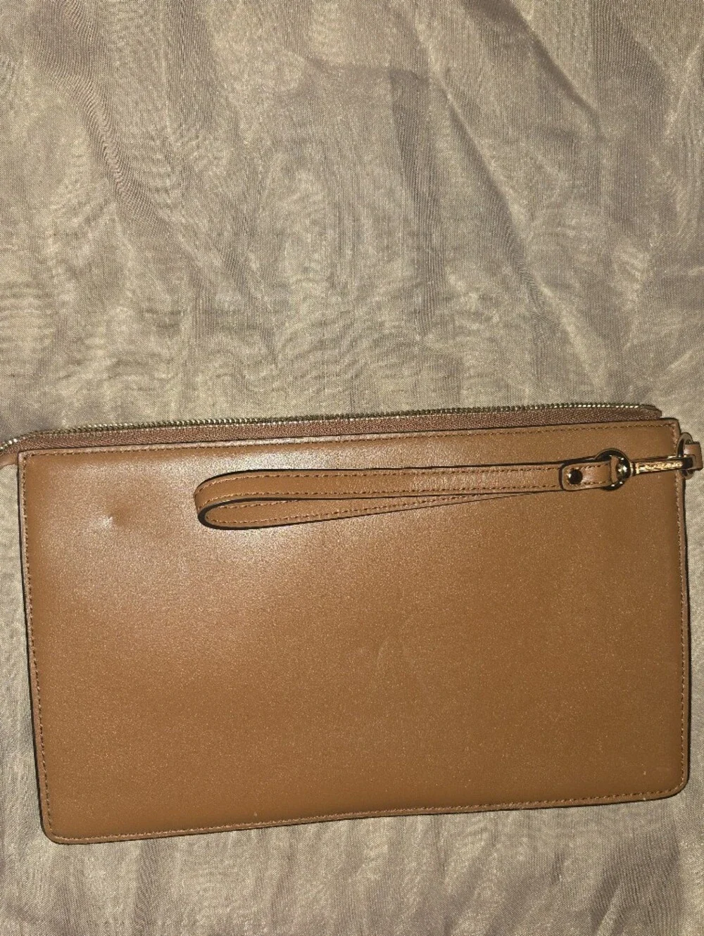 Michael Kors Brown & Gold Patchwork Wristlet Clutch